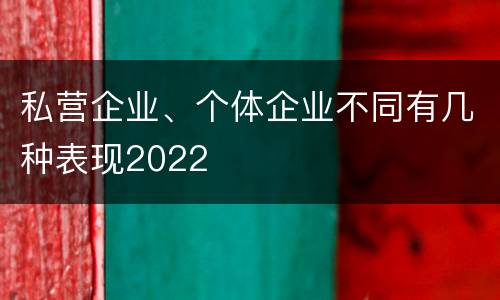 私营企业、个体企业不同有几种表现2022