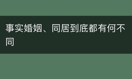 事实婚姻、同居到底都有何不同