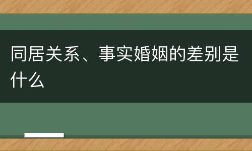 同居关系、事实婚姻的差别是什么
