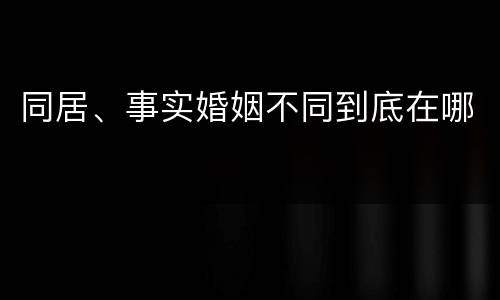 同居、事实婚姻不同到底在哪