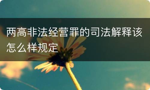 两高非法经营罪的司法解释该怎么样规定