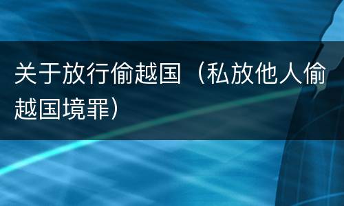 关于放行偷越国（私放他人偷越国境罪）