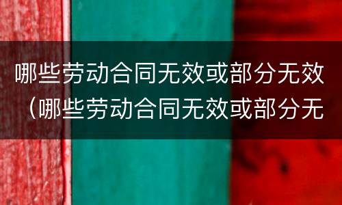 哪些劳动合同无效或部分无效（哪些劳动合同无效或部分无效呢）