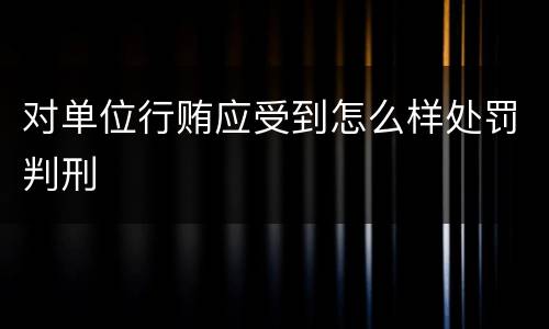 对单位行贿应受到怎么样处罚判刑