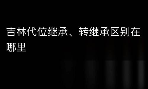 吉林代位继承、转继承区别在哪里