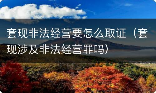 套现非法经营要怎么取证（套现涉及非法经营罪吗）