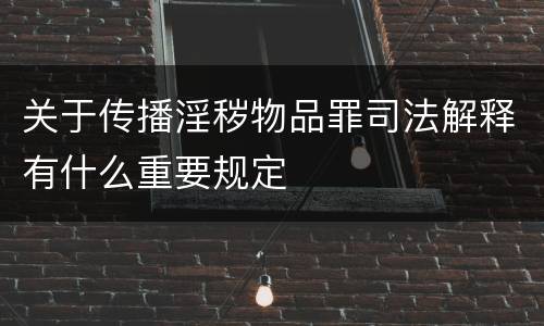 关于传播淫秽物品罪司法解释有什么重要规定