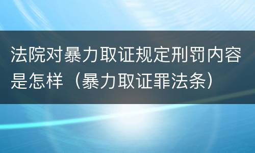 法院对暴力取证规定刑罚内容是怎样（暴力取证罪法条）