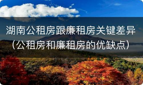 湖南公租房跟廉租房关键差异（公租房和廉租房的优缺点）