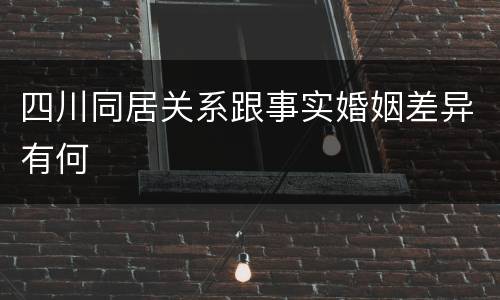 四川同居关系跟事实婚姻差异有何