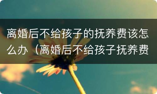 离婚后不给孩子的抚养费该怎么办（离婚后不给孩子抚养费该如何解决）