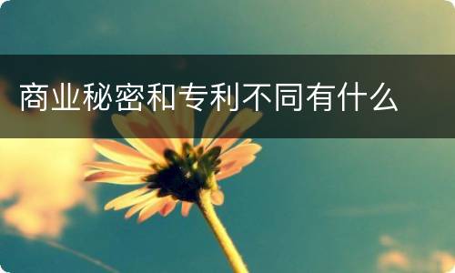 商业秘密和专利不同有什么