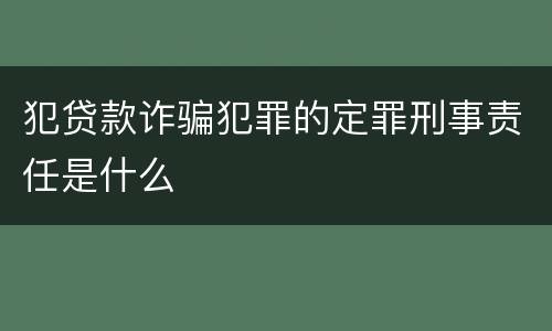 犯贷款诈骗犯罪的定罪刑事责任是什么