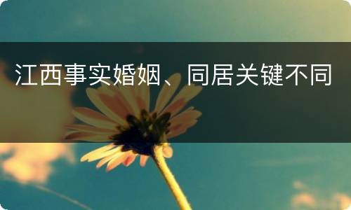 江西事实婚姻、同居关键不同