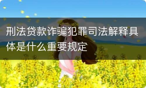 刑法贷款诈骗犯罪司法解释具体是什么重要规定