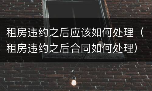 租房违约之后应该如何处理（租房违约之后合同如何处理）