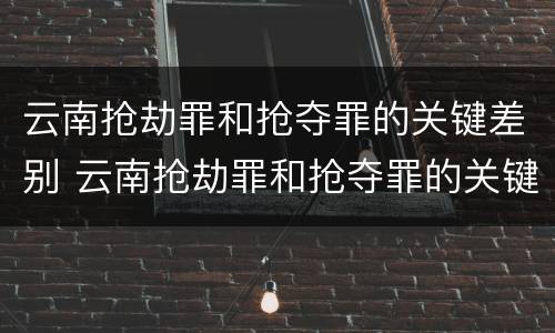云南抢劫罪和抢夺罪的关键差别 云南抢劫罪和抢夺罪的关键差别在哪