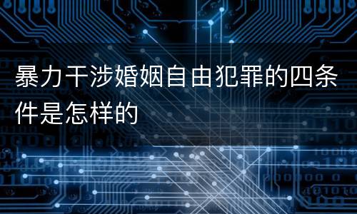 暴力干涉婚姻自由犯罪的四条件是怎样的