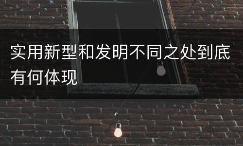 实用新型和发明不同之处到底有何体现