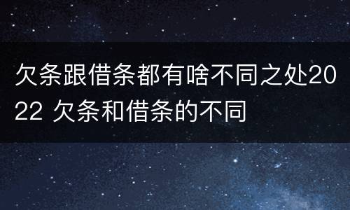 欠条跟借条都有啥不同之处2022 欠条和借条的不同