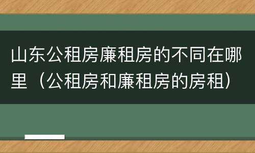 山东公租房廉租房的不同在哪里（公租房和廉租房的房租）
