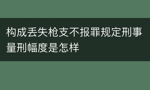 构成丢失枪支不报罪规定刑事量刑幅度是怎样