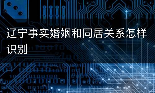 辽宁事实婚姻和同居关系怎样识别