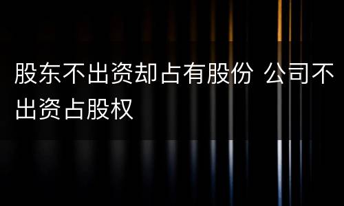 股东不出资却占有股份 公司不出资占股权