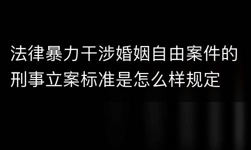 法律暴力干涉婚姻自由案件的刑事立案标准是怎么样规定