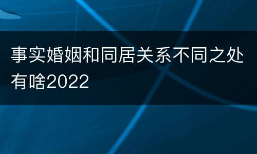 事实婚姻和同居关系不同之处有啥2022
