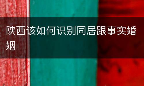 陕西该如何识别同居跟事实婚姻