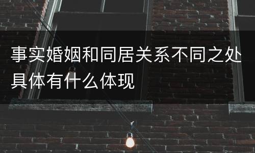 事实婚姻和同居关系不同之处具体有什么体现