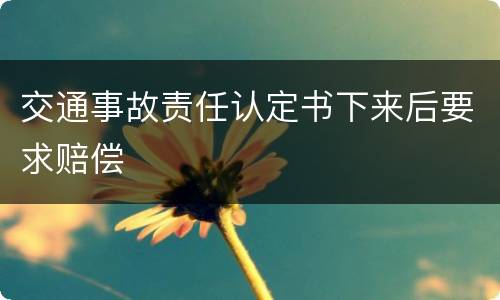 交通事故责任认定书下来后要求赔偿