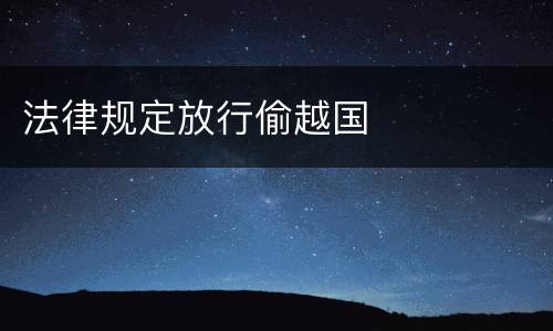 法律规定放行偷越国