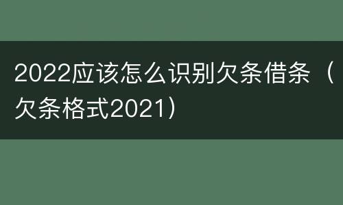 2022应该怎么识别欠条借条（欠条格式2021）