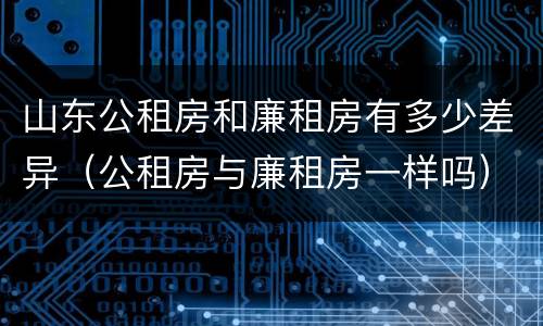 山东公租房和廉租房有多少差异（公租房与廉租房一样吗）