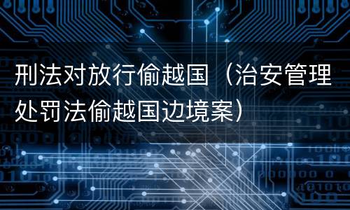 刑法对放行偷越国（治安管理处罚法偷越国边境案）