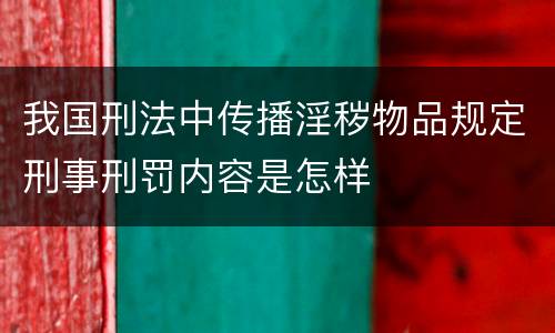我国刑法中传播淫秽物品规定刑事刑罚内容是怎样