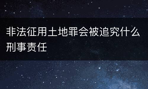 非法征用土地罪会被追究什么刑事责任