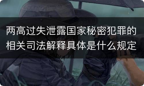 两高过失泄露国家秘密犯罪的相关司法解释具体是什么规定