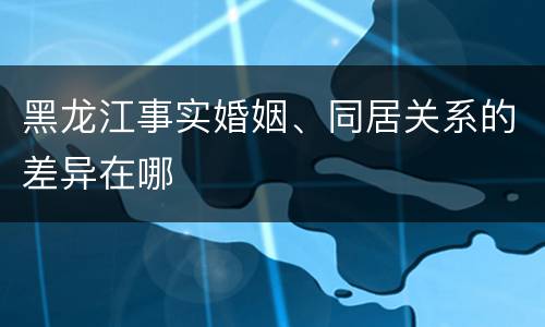 黑龙江事实婚姻、同居关系的差异在哪
