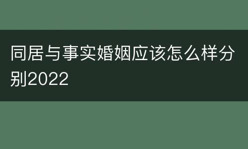 同居与事实婚姻应该怎么样分别2022