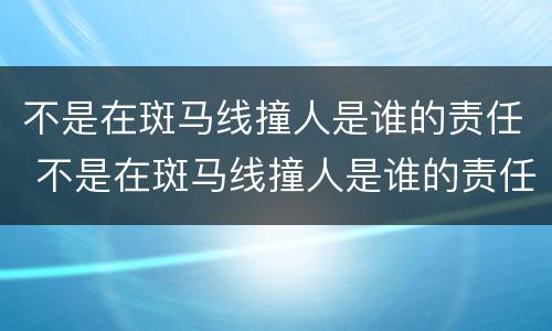 不是在斑马线撞人是谁的责任 不是在斑马线撞人是谁的责任呢