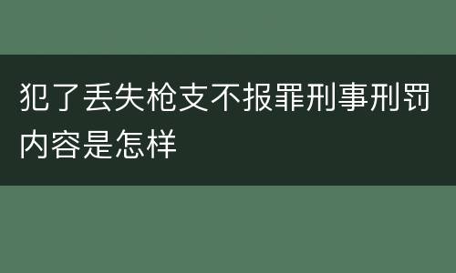 犯了丢失枪支不报罪刑事刑罚内容是怎样