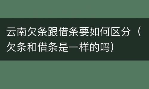 云南欠条跟借条要如何区分（欠条和借条是一样的吗）
