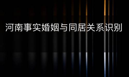 河南事实婚姻与同居关系识别