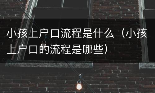 小孩上户口流程是什么（小孩上户口的流程是哪些）