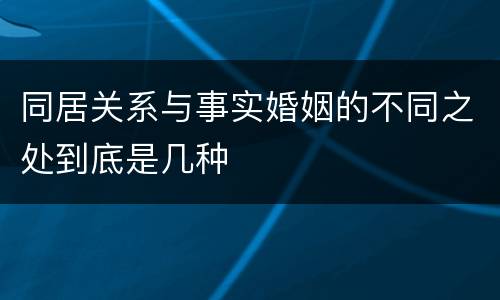 同居关系与事实婚姻的不同之处到底是几种