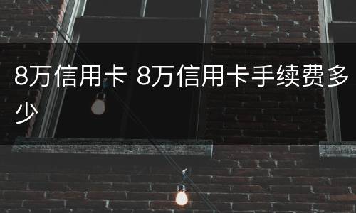 8万信用卡 8万信用卡手续费多少