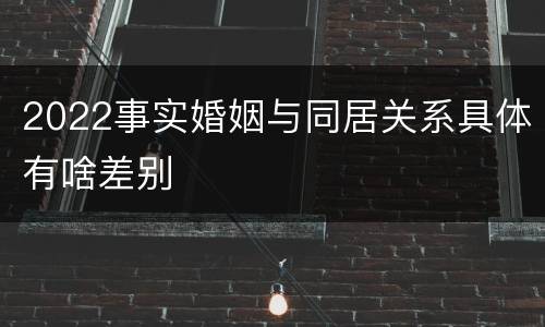2022事实婚姻与同居关系具体有啥差别